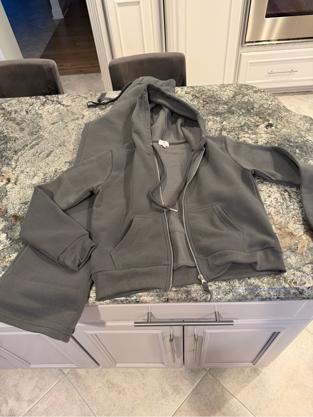 Gray Zip-Up Hoodie Jacket
